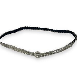 Vintage Silver Stretchy Waist Belt Jingle Plate Belt Hook Disco Cowboy Nashville